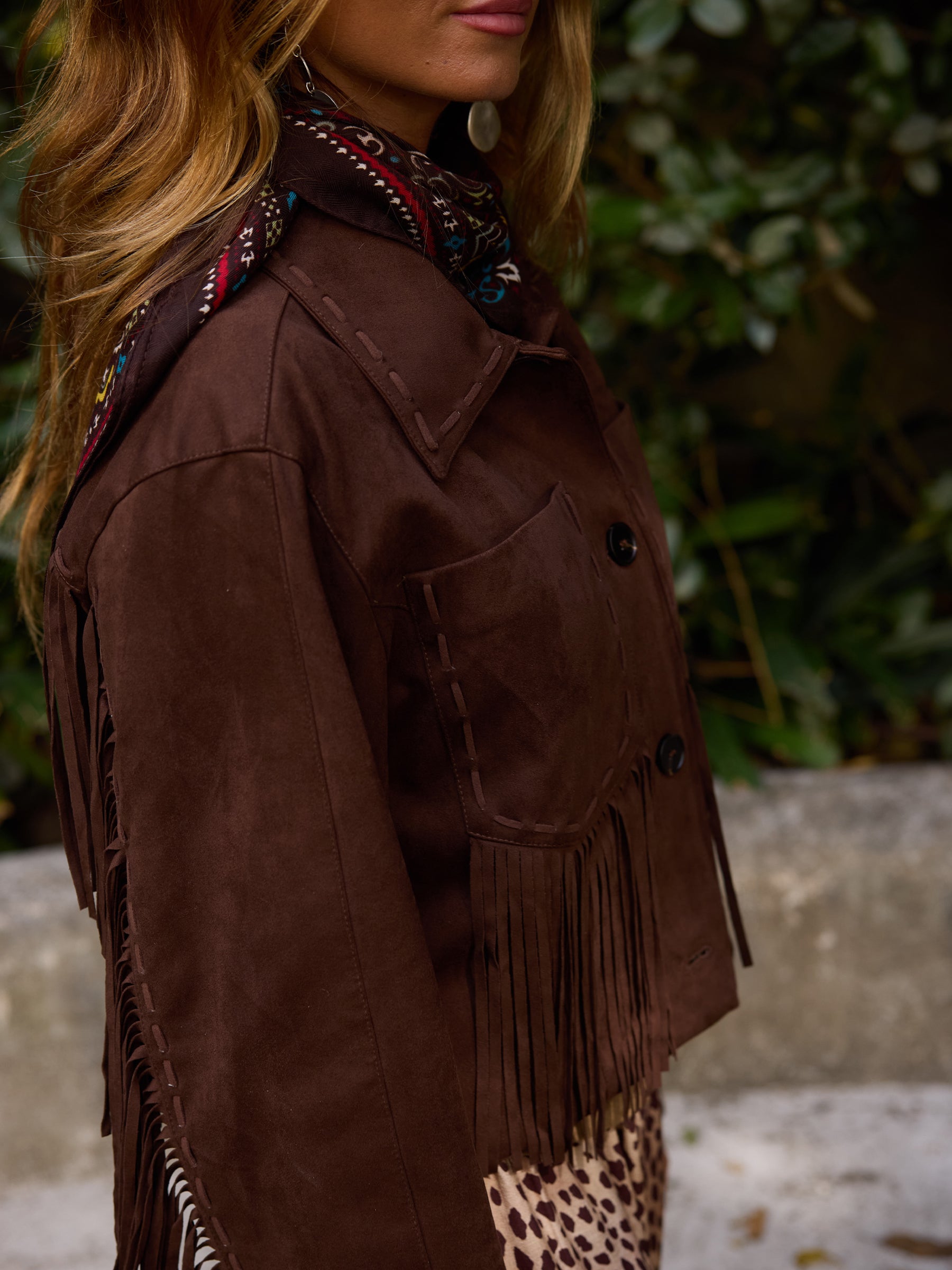 Casaco Suede Franjas