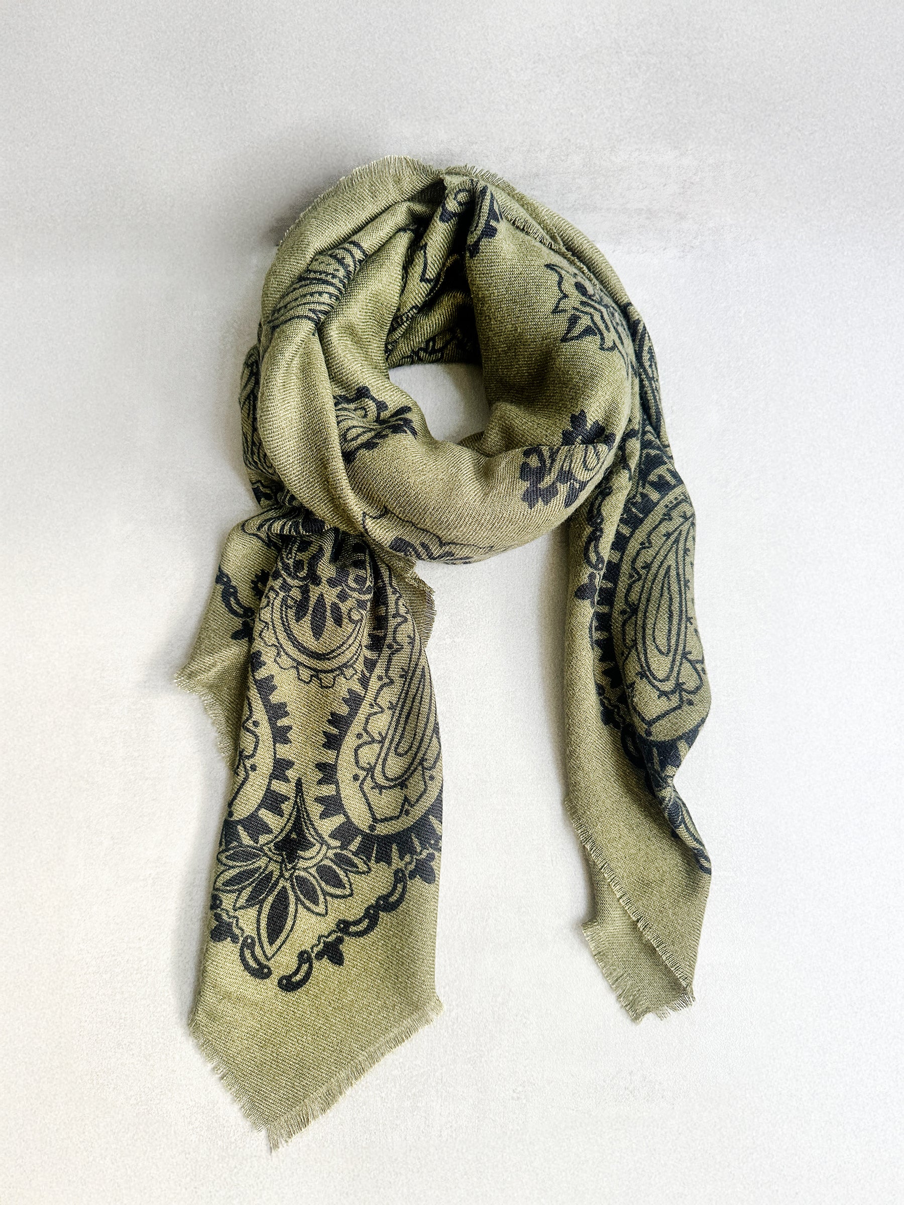 Paisley Khaki scarf