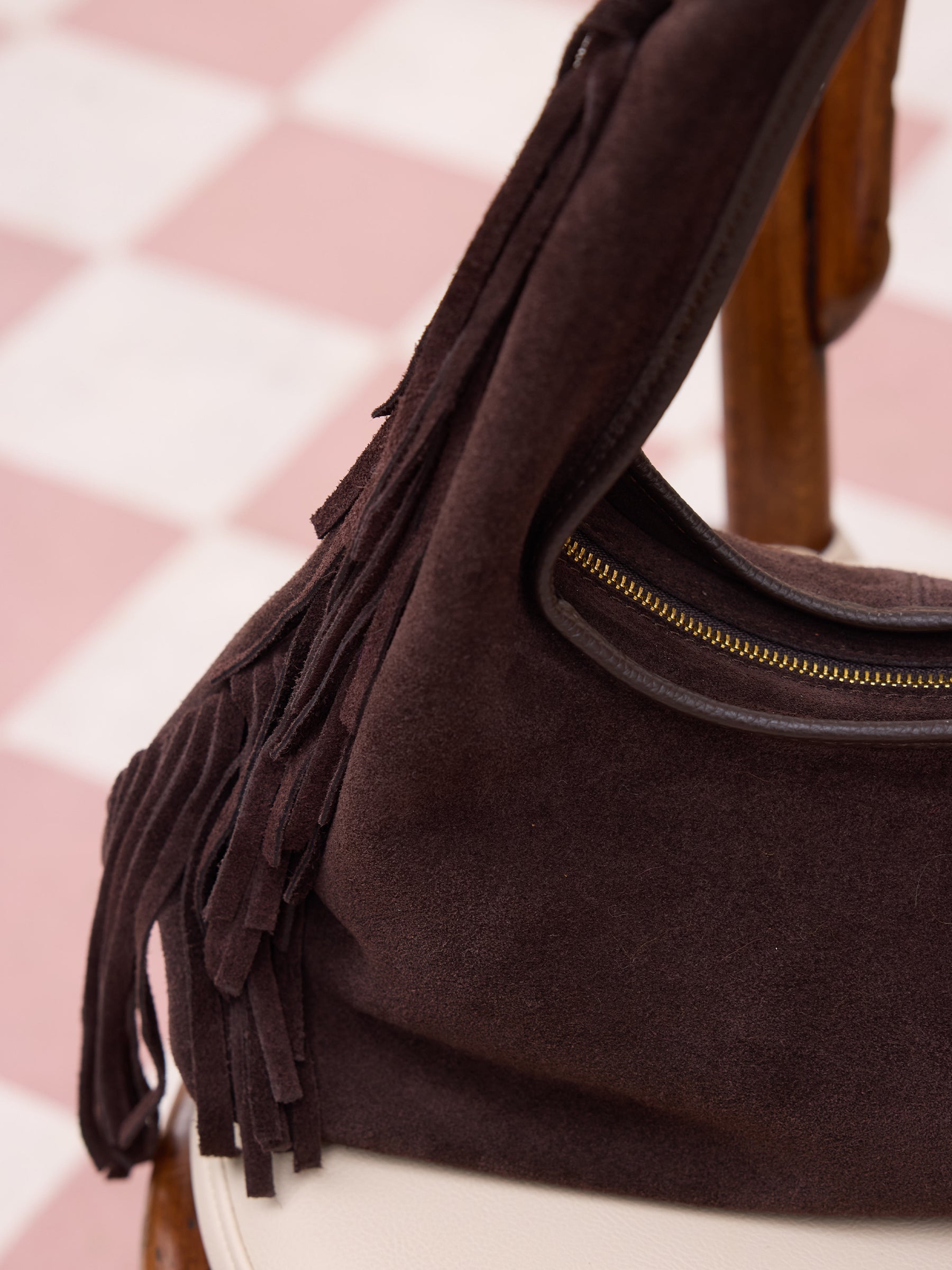 Suede fringe bag