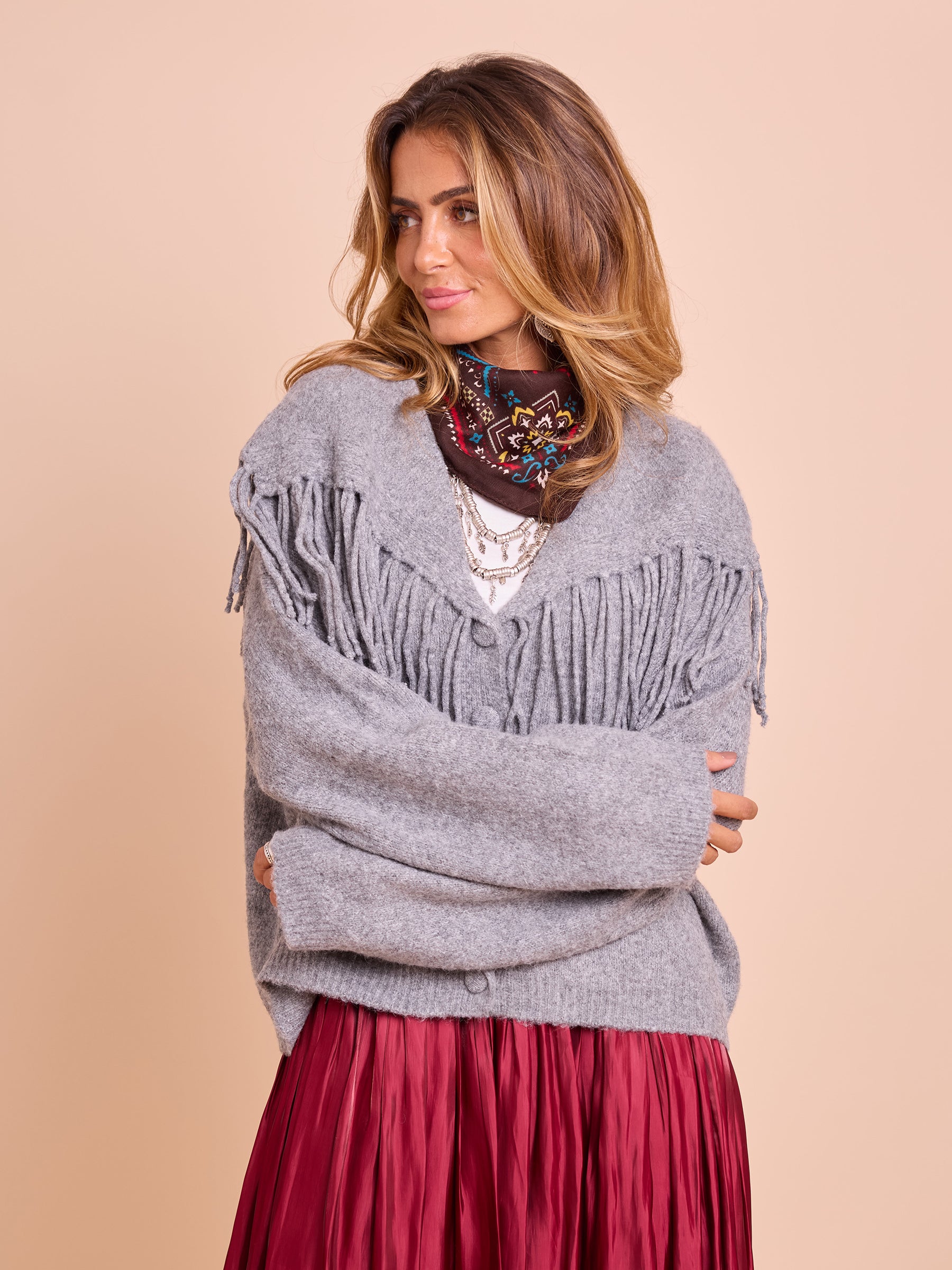 Casaco Malha Franjas