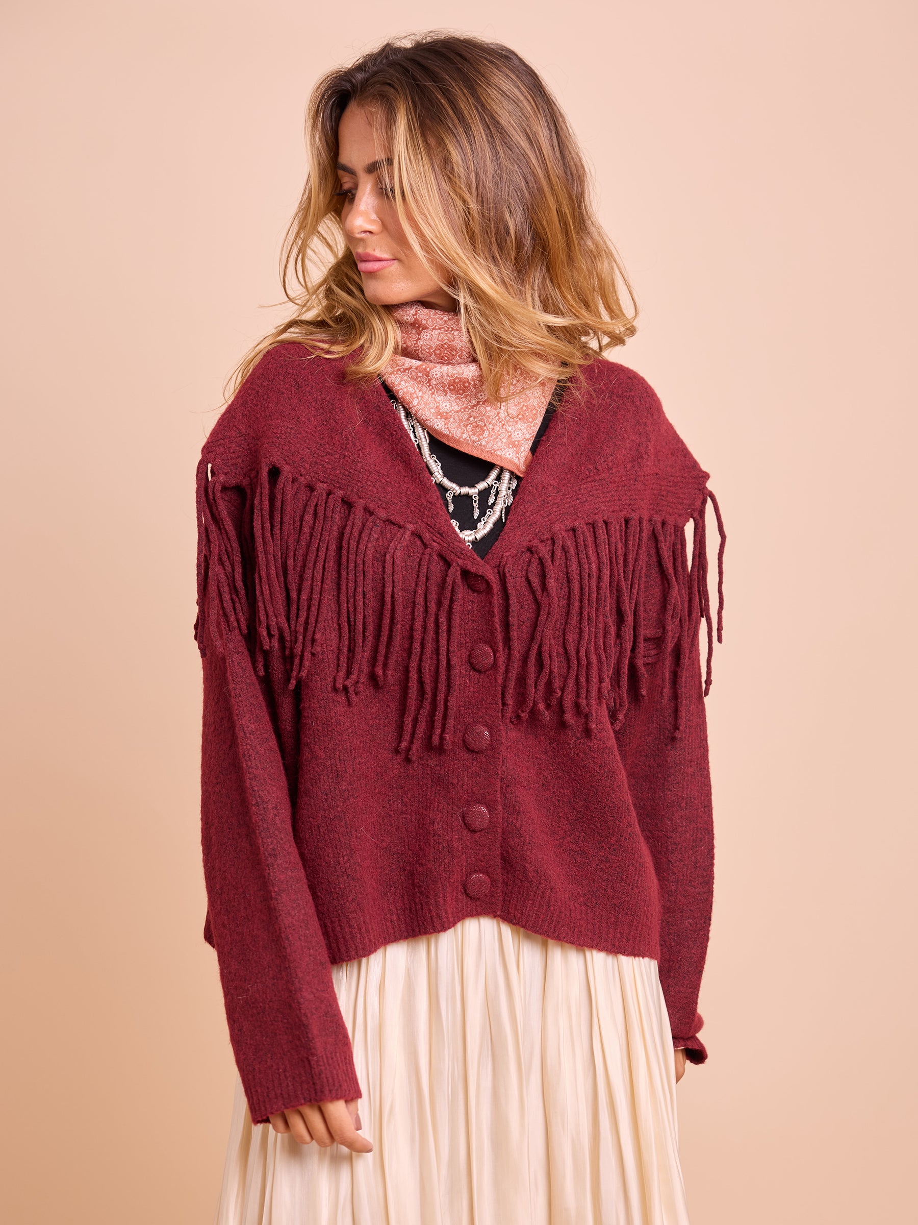 Casaco Malha Franjas