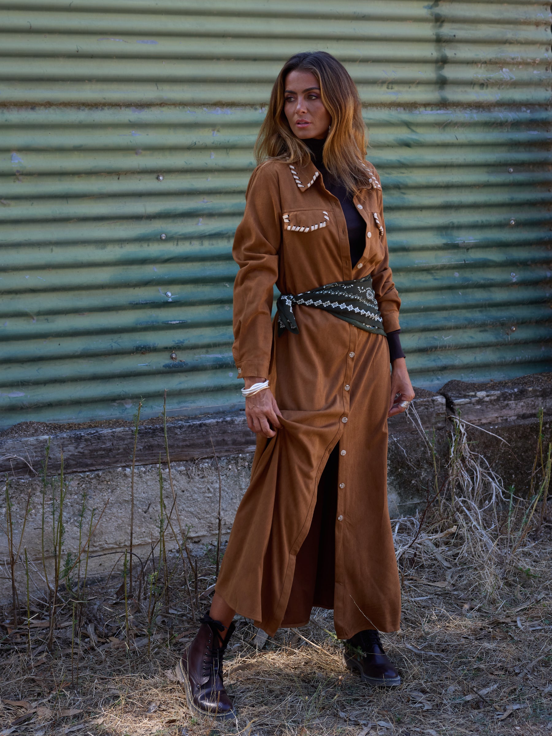 Vestido Suede Camel