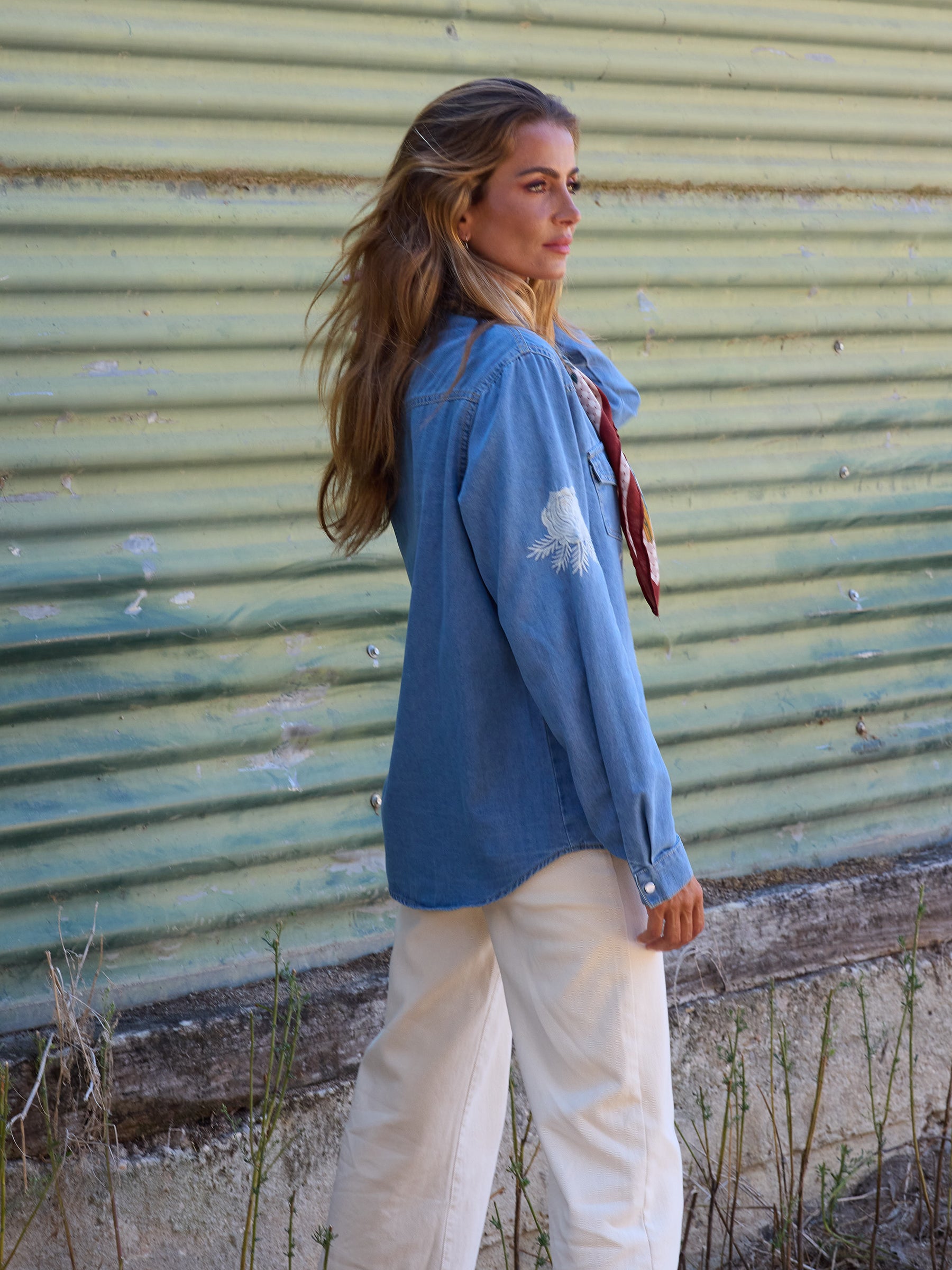 Camisa Denim Bordada
