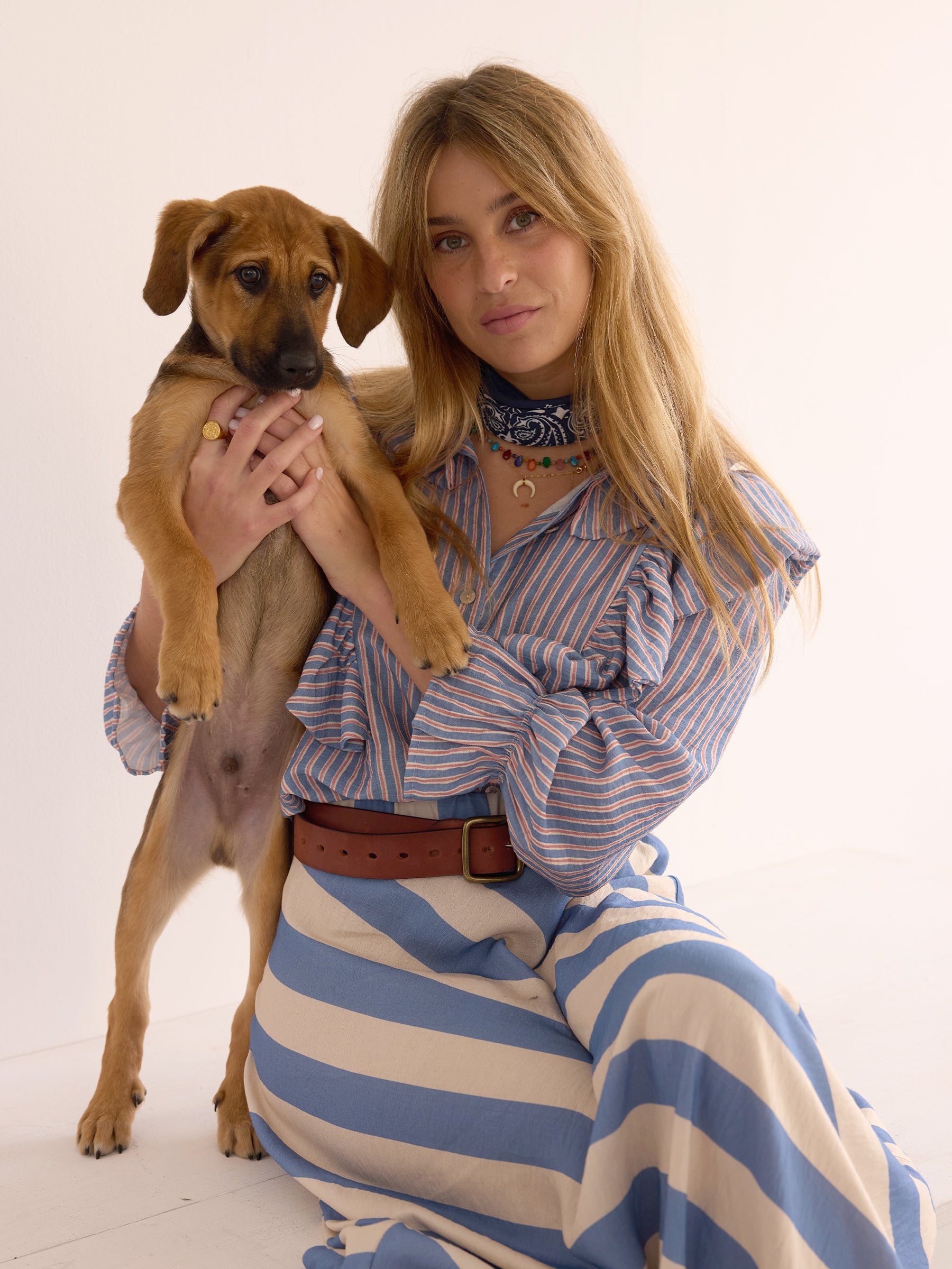 Striped Blouse with Frills