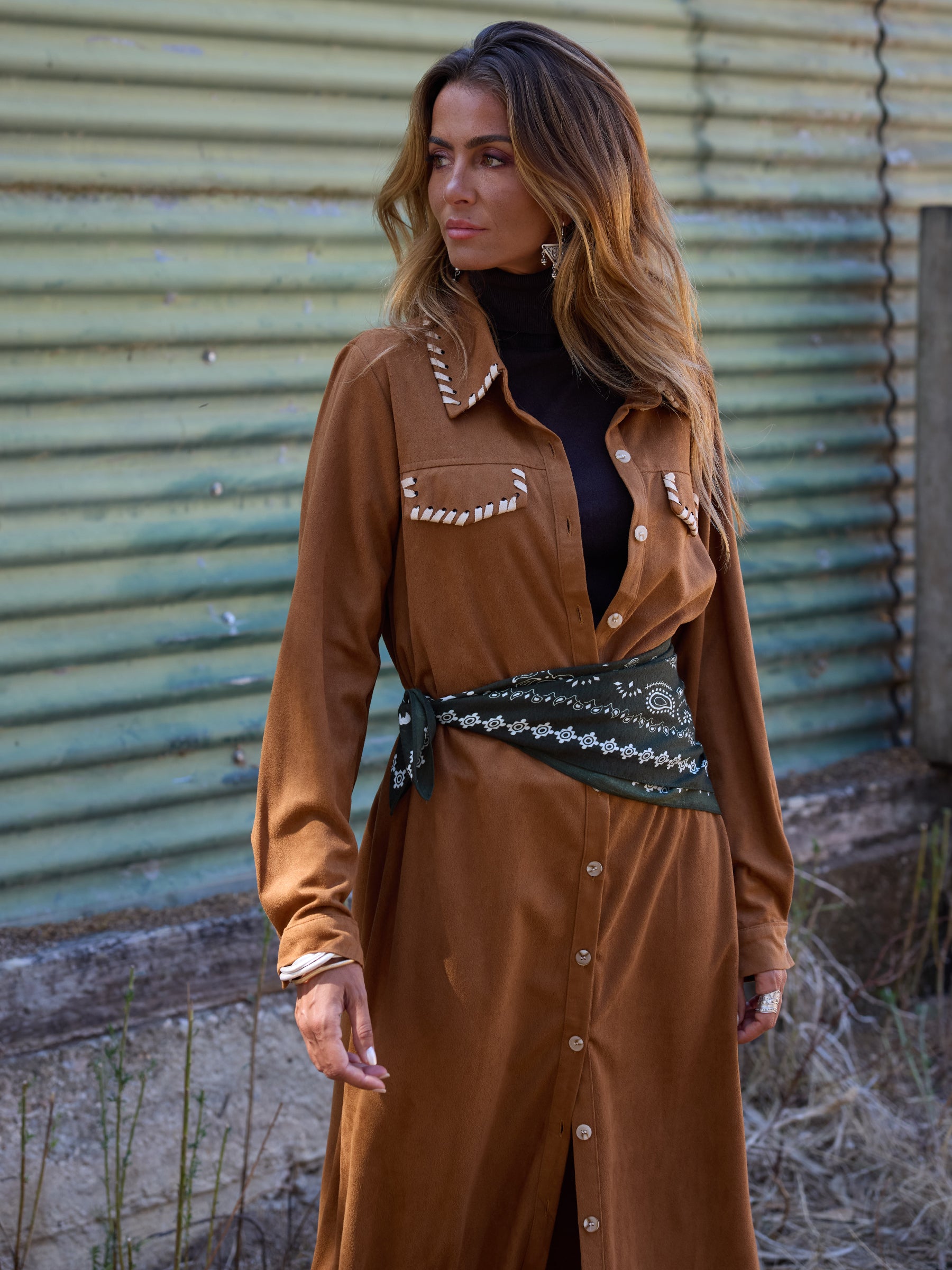 Vestido Suede Camel