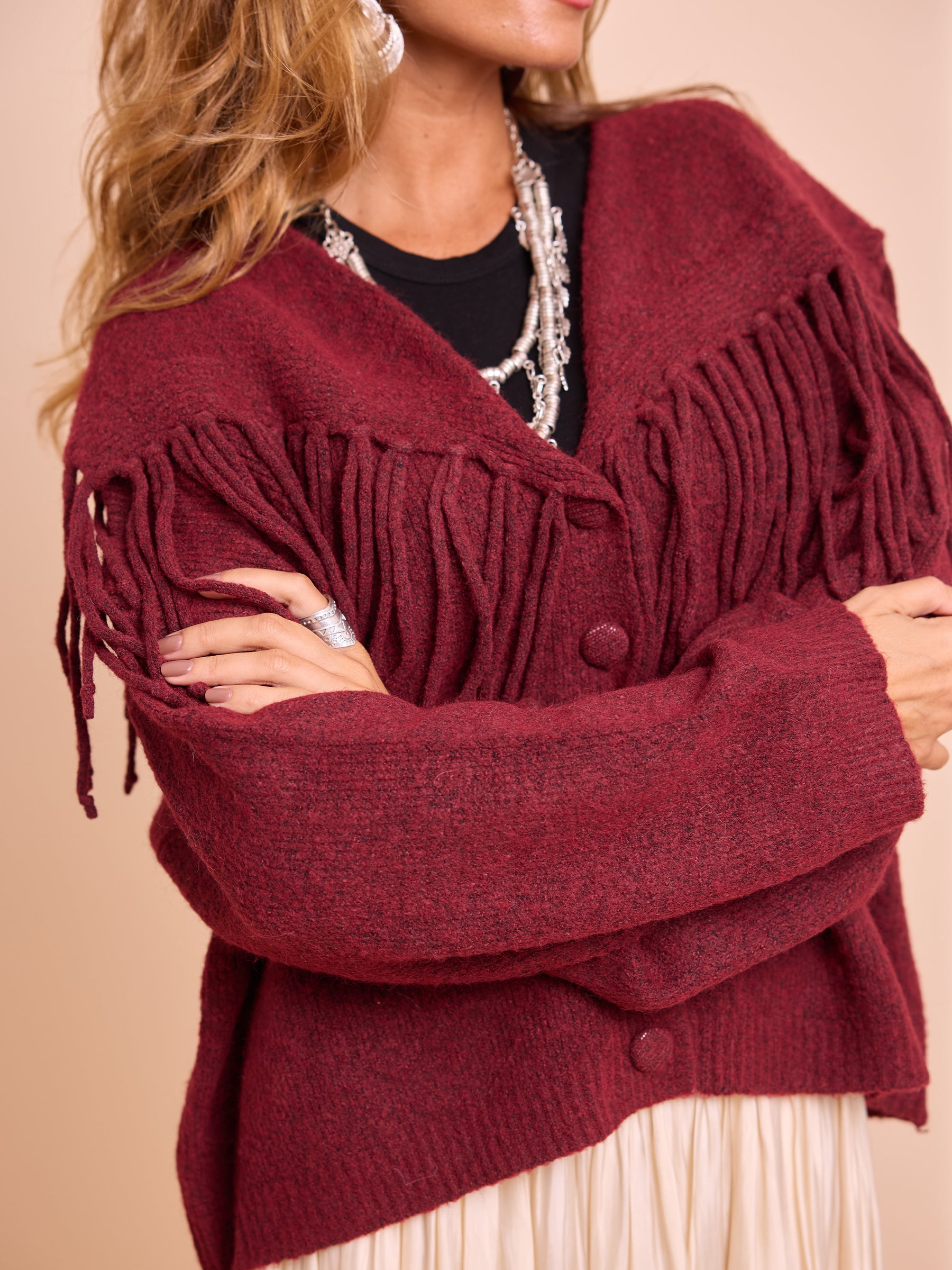 Casaco Malha Franjas