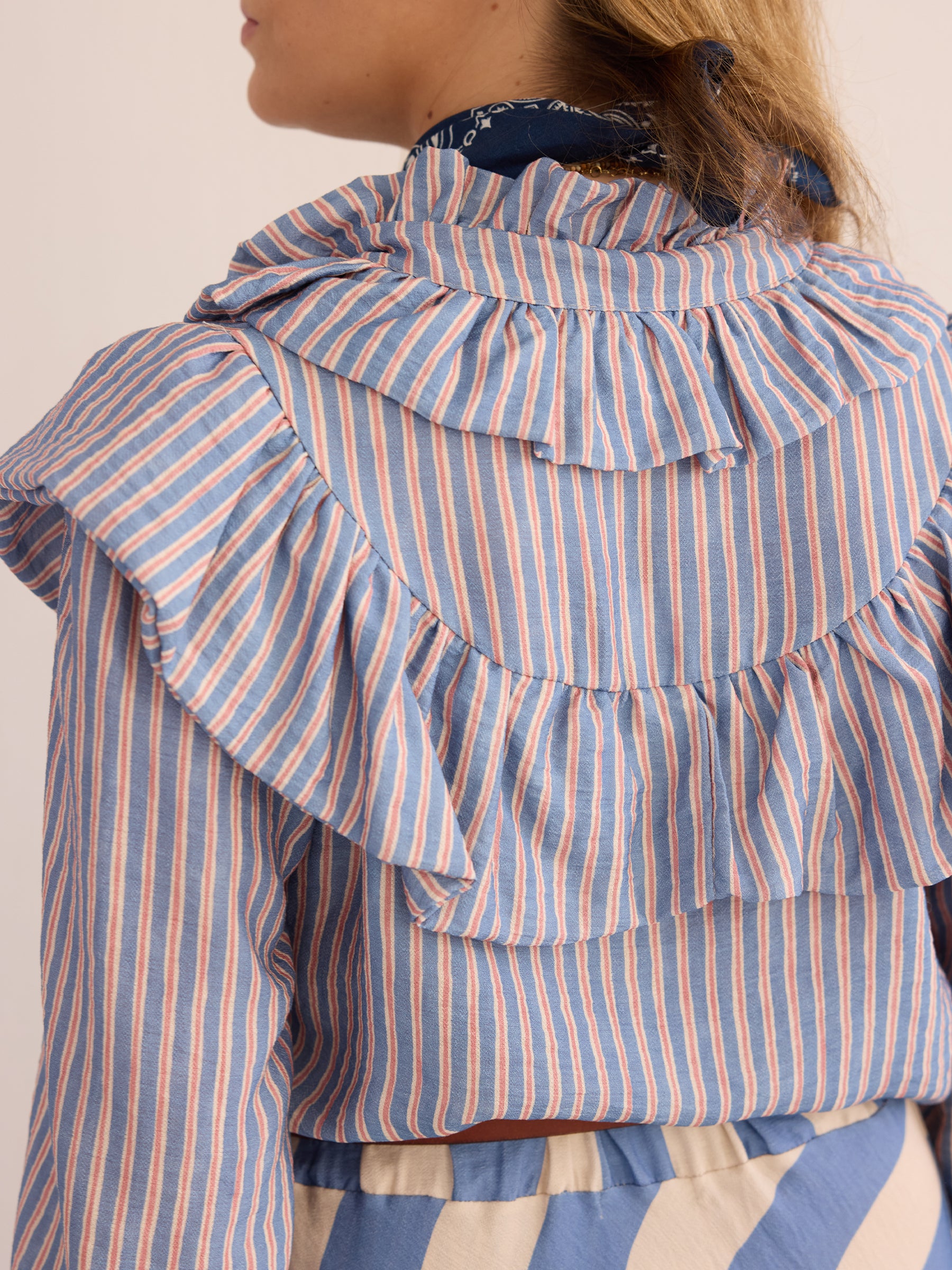 Striped Blouse with Frills