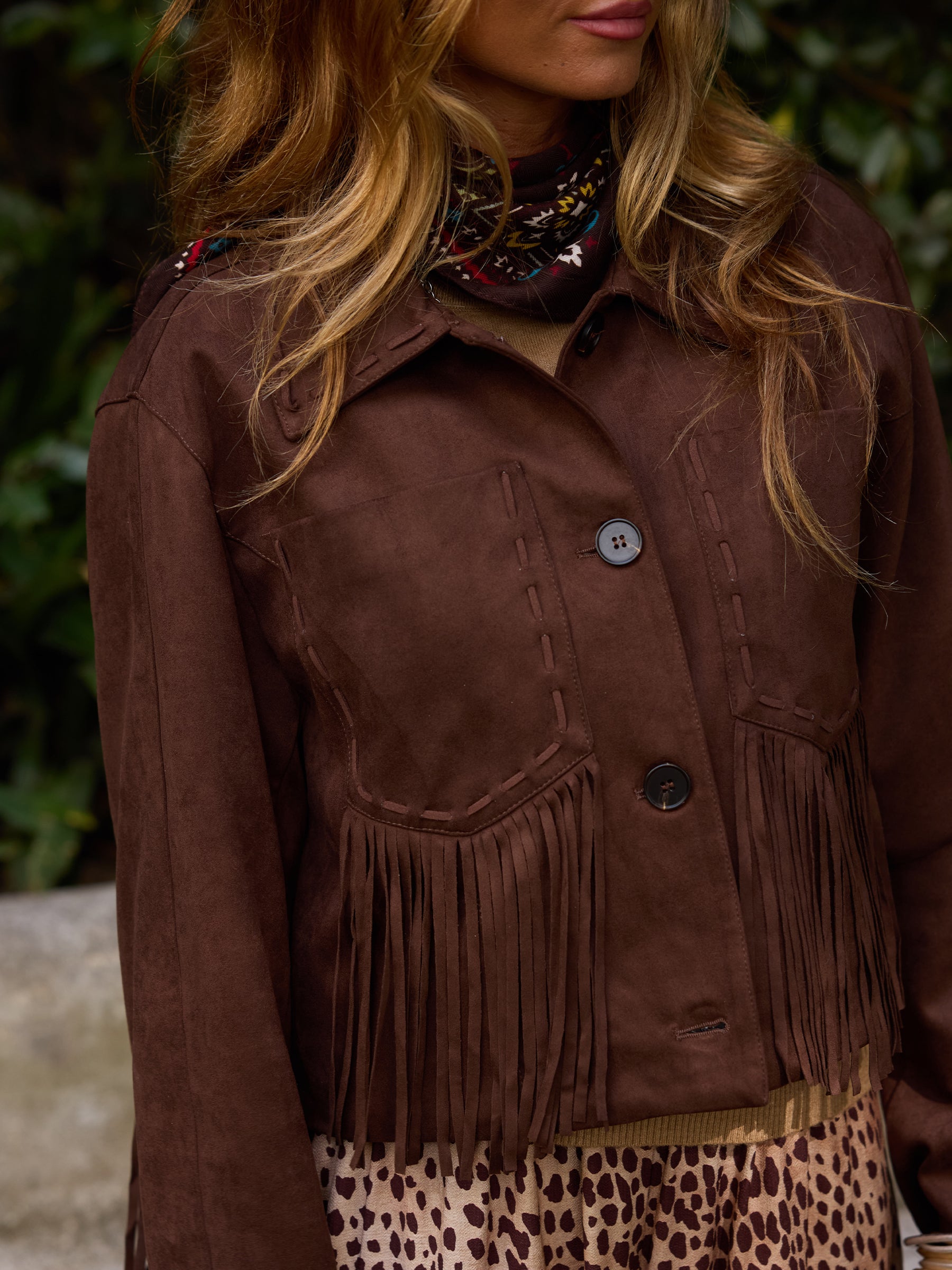 Casaco Suede Franjas