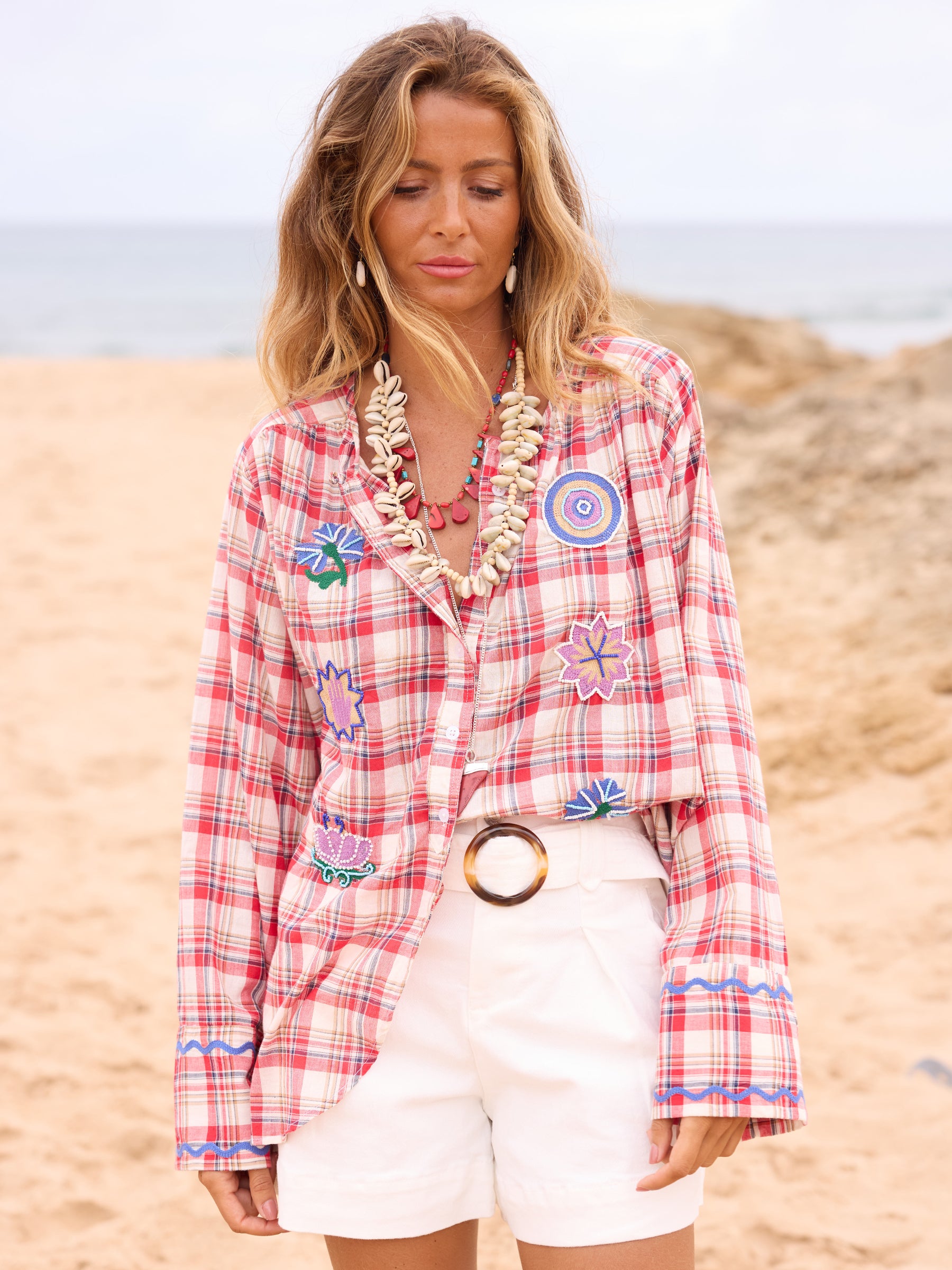 Blusa Xadrez Bordada