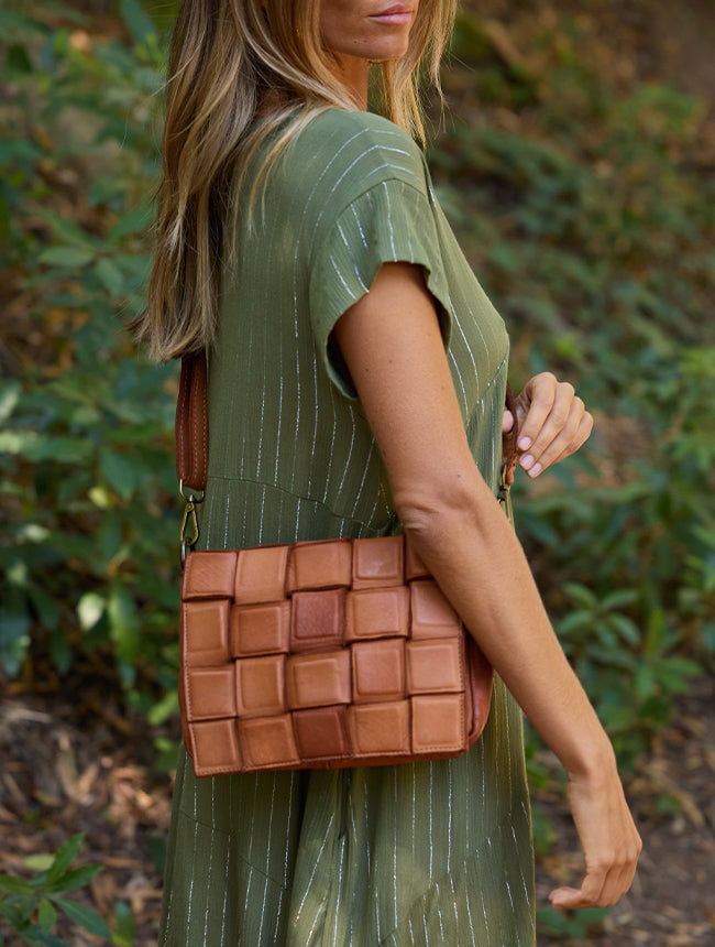 Braided leather bag